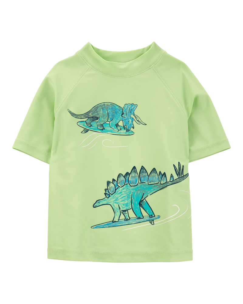 Toddler Boy Dinosaur Short-Sleeve Rashguard - Lime Green, image 1 of 3 slides