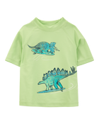 Toddler Boy Dinosaur Short-Sleeve Rashguard - Lime Green, image 1 of 3 slides
