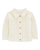 Baby Pointelle Button-Front Sweater Knit Cardigan, image 1 of 4 slides