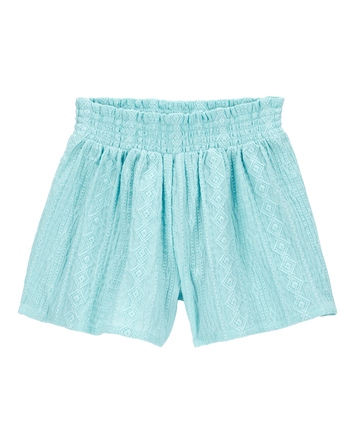 Kid Pull-On Smocked Shorts - Blue, 