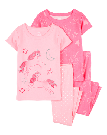 Toddler 4-Piece Unicorn Cotton Pajamas, 