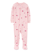Toddler Heart Print Valentine's Day Cotton 1-Piece Pajamas, image 1 of 3 slides