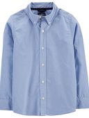 Blue - Kid Long Sleeve Button-Front Uniform Shirt