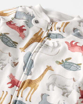 Baby Organic Cotton Sleep & Play Pajamas in Wildlife Animals, 
