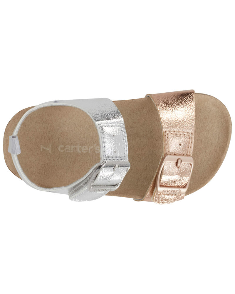 Kid Buckle Faux Cork Sandals, image 4 of 7 slides