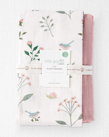 Baby 2-Pack Organic Cotton Muslin Swaddle Blankets, 