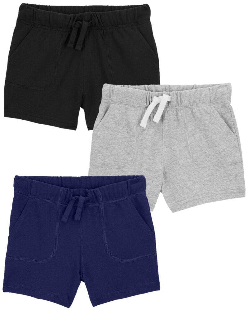 Toddler 3-Pack Pull-On Cotton Shorts, image 1 of 1 slides