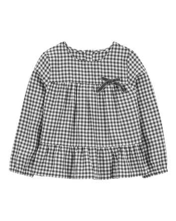 Toddler Plaid Twill Long-Sleeve Fashion Top, 