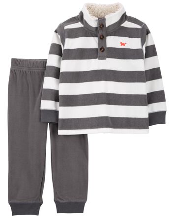 Baby 2-Piece Striped Fleece Pullover & Pant Set, 