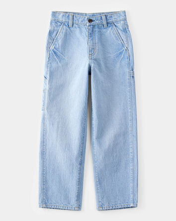 Kid Baggy Iconic Denim Cargo Pants - Faded Wash, 