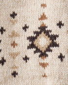 Baby Boy Aztec Zip-Up Sweater - Ivory, image 2 of 3 slides