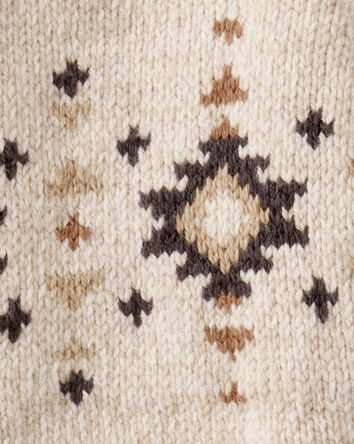 Baby Boy Aztec Zip-Up Sweater - Ivory, 