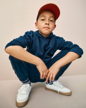 Boys French Terry Hoodie - Navy Blue, 