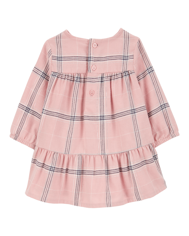 Baby 2-Piece Plaid Dress & Sherpa Vest Set, image 3 of 7 slides