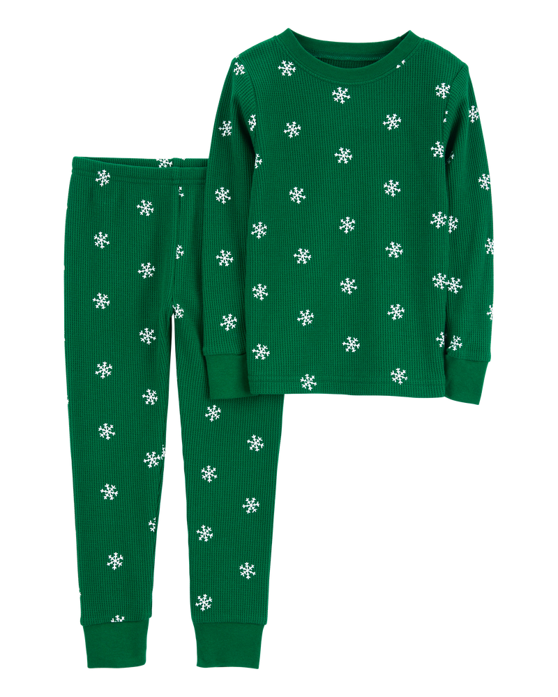 Toddler 2-Piece Christmas Snowflake Thermal Pajamas, image 1 of 3 slides