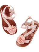 OshKosh Braided Rosette Sandals, Pink, hi-res
