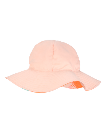 Toddler Girl Orange Fruit Print Reversible Swim Hat - Orange/Peach, 