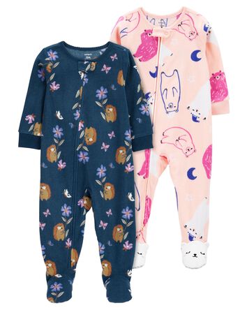 Baby 2-Pack 1-Piece Fleece Footie Pajamas