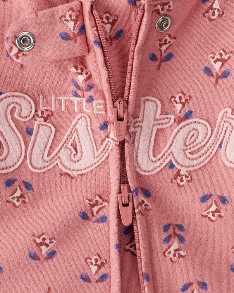 Baby Little Sister 2-Way Zip Cotton Sleep & Play Pajamas, image 2 of 7 slides