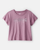 Girls Iconic Cotton Short-Sleeve Graphic Tee - Purple, image 1 of 4 slides