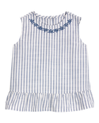 Toddler Striped Linen Look-Alike Fashion Tank - Blue/White, image 1 of 3 slides