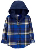 Multi - Toddler Plaid Button-Front Hooded Shirt