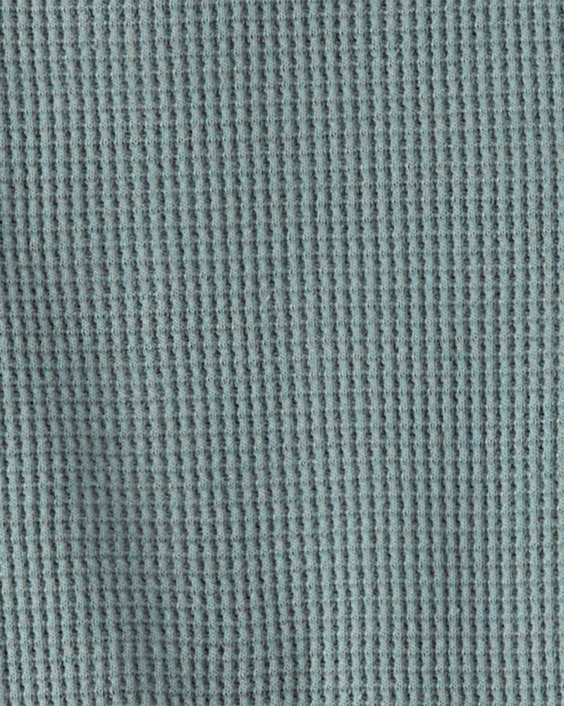 Baby Waffle Knit Button-Front Jumpsuit Made with Organic Cotton in Aqua Slate, image 2 of 5 slides