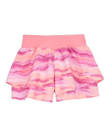 Kid Flowy Tie-Dye Layered Flip Short - Orange/Pink, 