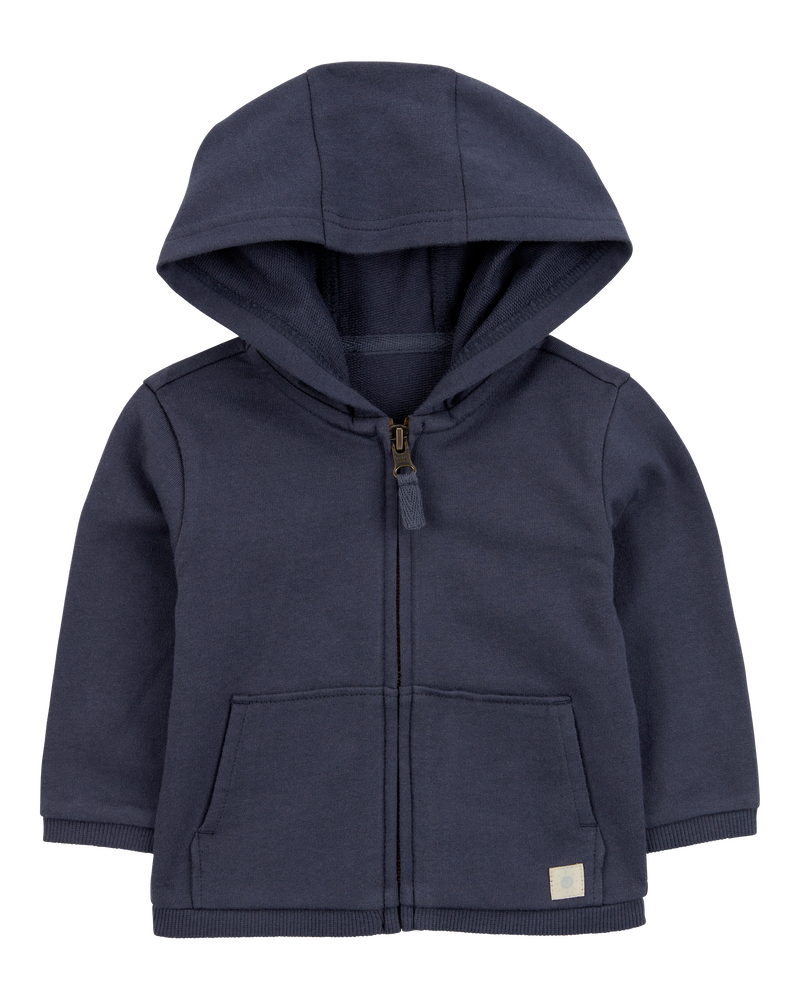 Baby Zip-Up French Terry Hoodie - Navy, image 1 of 3 slides