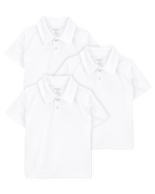 Toddler 3-Pack Active Uniform Polo Shirts in Moisture Wicking BeCool™ Fabric - White, image 1 of 3 slides