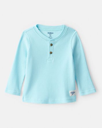 Baby Boy Long-Sleeve Henley Tee - Blue, 