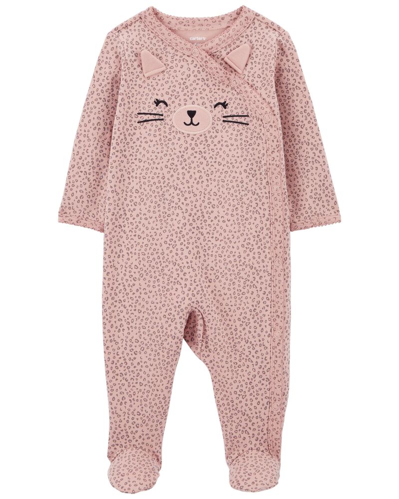 Baby Cat Side-Snap Sleep & Play Pajamas, image 1 of 3 slides