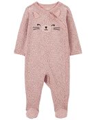 Baby Cat Side-Snap Sleep & Play Pajamas, image 1 of 3 slides