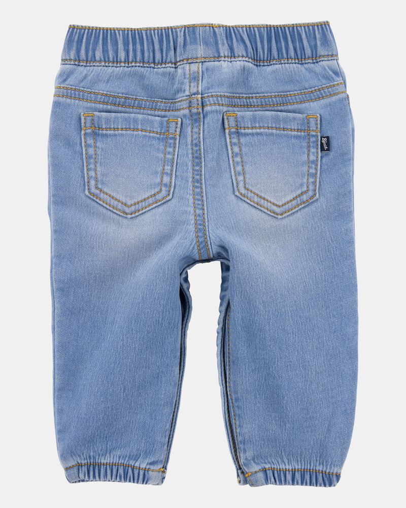 Baby Boy Medium Wash Pull-On Jeans With Snap Leg Closures, image 3 of 5 slides