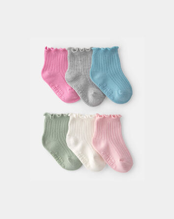 Baby Girl 6-Pack Lettuce Edge Ankle Socks, 