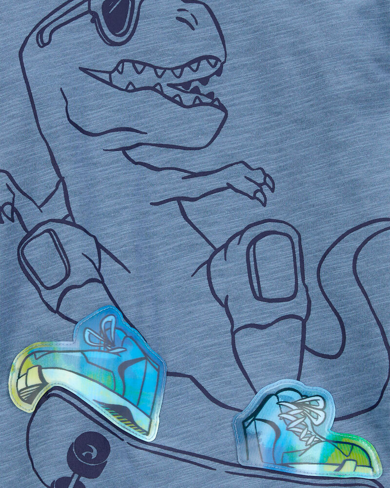Baby Dinosaur Cotton Blend Long-Sleeve Tee - Blue, image 3 of 4 slides