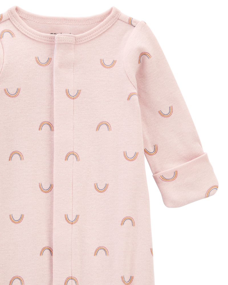 Baby Preemie Rainbow Cotton Sleeper Gown, image 3 of 6 slides