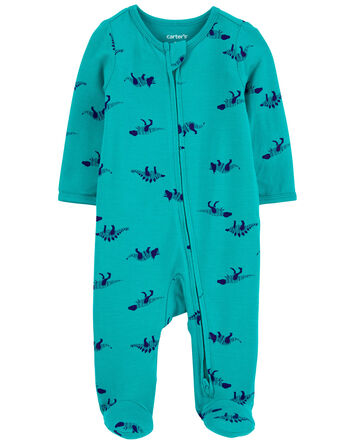Baby Dinosaur Print Zip-Up PurelySoft Sleep & Play Pajamas, 