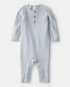 Baby Boy Ribbed Cotton Jumpsuit - Blue, image 1 of 3 slides
