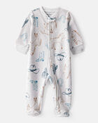 Baby Boy Western Cowboy Print Loose Fit Long-Sleeve Sleep & Play - Grey, image 1 of 4 slides