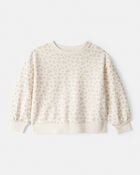 Toddler Girl Floral Print French Terry Long-Sleeve Pullover Sweatshirt - Ivory, image 1 of 3 slides