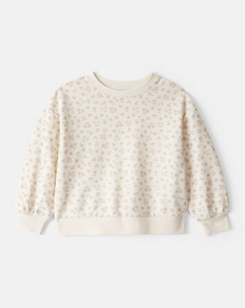 Toddler Girl Floral Print French Terry Long-Sleeve Pullover Sweatshirt - Ivory, 