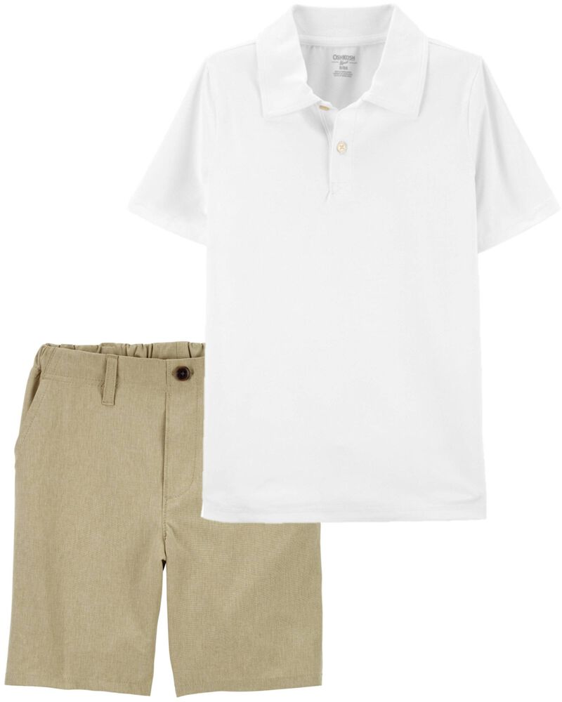 Kid 2-Piece Active Moisture Wicking Uniform Polo & Shorts Set, image 1 of 5 slides