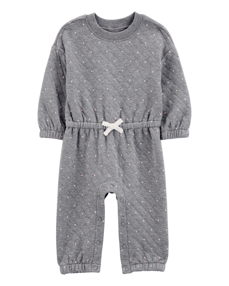 Baby Polka Dot Double-Knit Jumpsuit, image 1 of 3 slides