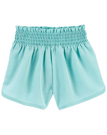 Toddler Smocked Shorts in Moisture Moisture Wicking Active Fabric, 