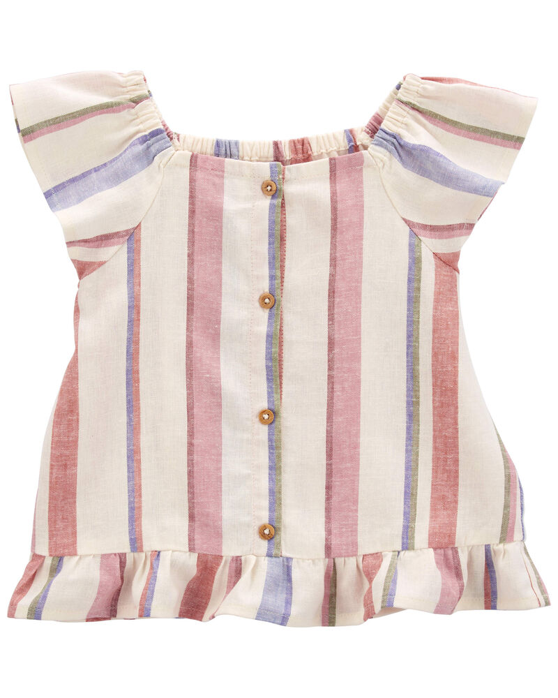 Toddler 2-Piece Striped Linen Top & Linen Shorts Set, image 3 of 5 slides