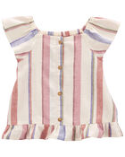 Toddler 2-Piece Striped Linen Top & Linen Shorts Set, image 3 of 5 slides