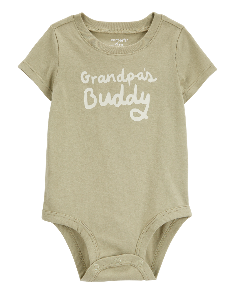 Baby Grandpa's Buddy Short-Sleeve Bodysuit - Olive, image 1 of 3 slides