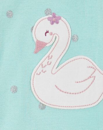 Toddler 1-Piece Swan Print 100% Snug Fit Cotton Footie Pajamas, 