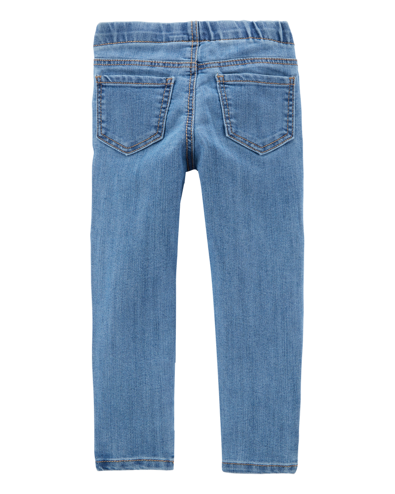Toddler Light Wash Elastic-Waist Jeggings, image 3 of 6 slides